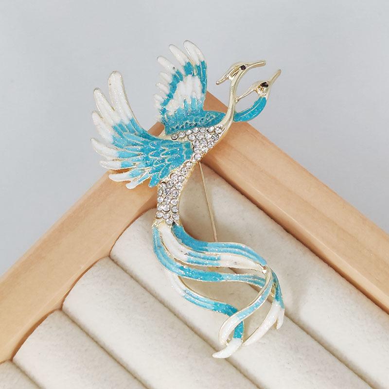 Multicolor Crystal Phoenix Brooch Pin For Women Men Enamel Flying Beauty Bird Party Office Accessories Gifts