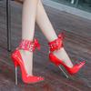 Nightclub Style Heel Women's Shoes, Fashion Hipster Large Size High Heel Single Shoes, Creative Rivet Pointed Women's Shoes Stiletto