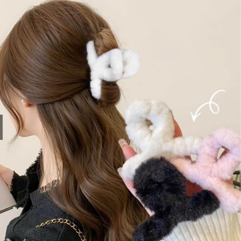 Faux Fur Hair Claw Fluffy Hair Barrettes Hairpins Crab Headwear Autumn