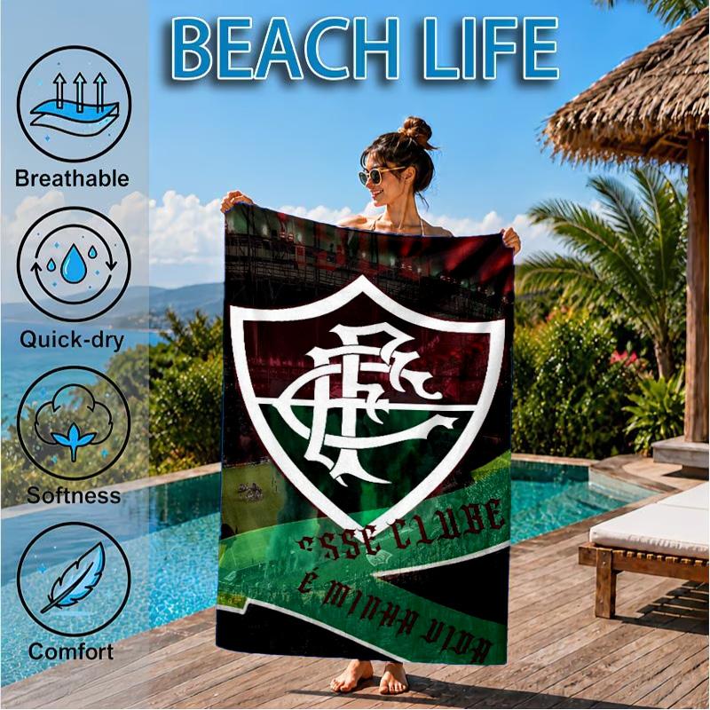 Flumi-nense Crest Wings Printed Microfiber Beach Towel, Soft And Absorbent, Quick-Dry, Ideal for Summer Travel, Beach Essential, Swimming Pool