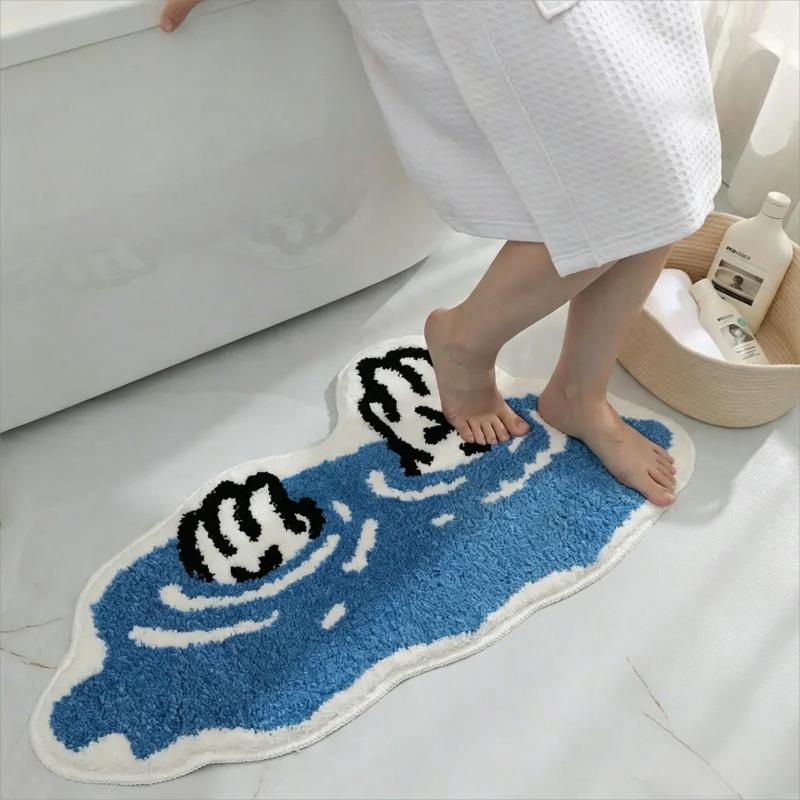 Cartoon Shark Shaped Fluffy Rug Cute Ocean Animal Non Slip Long Kids Bedroom Bathroom Entry Decor Carpet