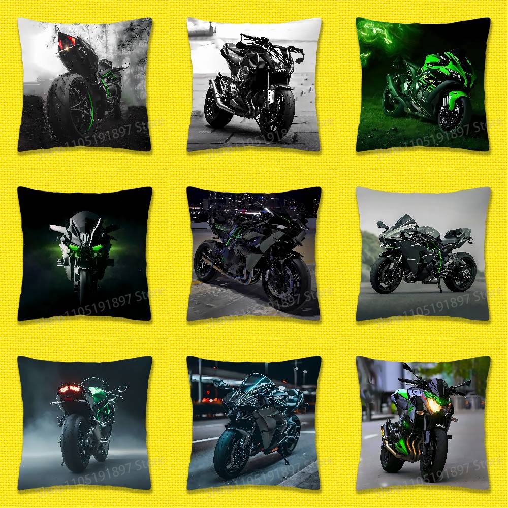 Чехол на декоративную подушку K-Kawasakis Moto для автомобиля и велосипеда 50x50см 40x40см 55x55см 45x45см 30x30см Квадратный чехол на подушку для спальни