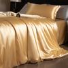 Luxury Mulberry Silk Duvet Cover Set High End Satin Solid Color Quilt Cover and Pillowcases Soft Silky King Size Comforter Cover