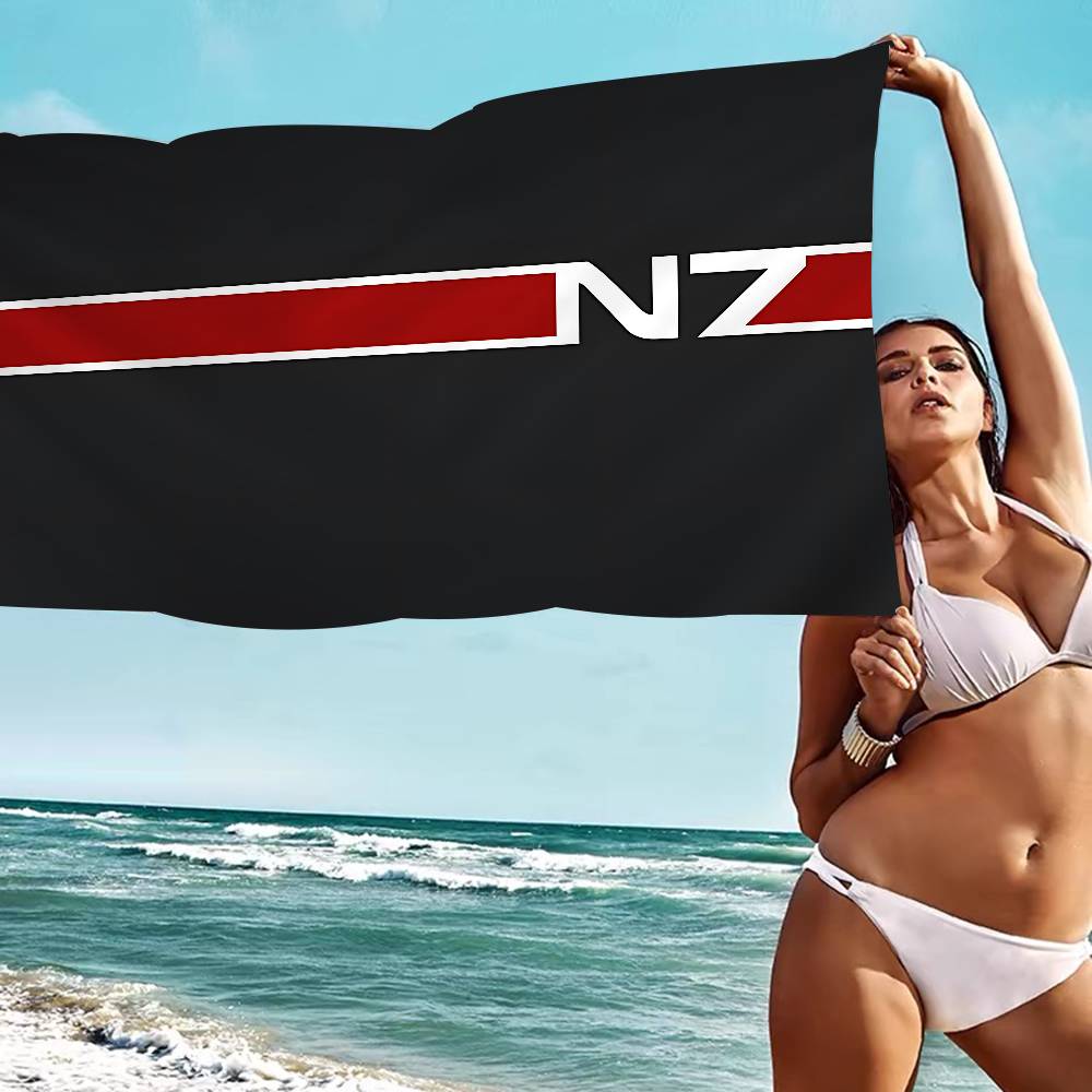 Плед из микрофибры Mass Effect N7 Быстросохнущие пляжные полотенца Большой размер с принтом Супервпитывающее полотенце-плед для бассейна