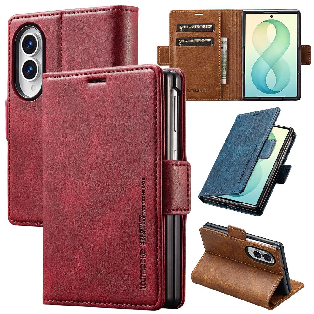 RFID Blocking Flip Wallet Case for Samsung Galaxy Z Fold 8 Ultra 7 6 5 4 3 Fold8 Fold7 Fold6 Stand Phone Case Anti Fall Bumper