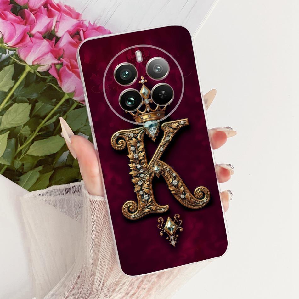 Для Realme 12+ 12X 12 5G Чехол для телефона с королевской короной и инициалами для пары Для Realme12 5G 12Plus 12X Мягкий силиконовый TPU Чехол-бампер