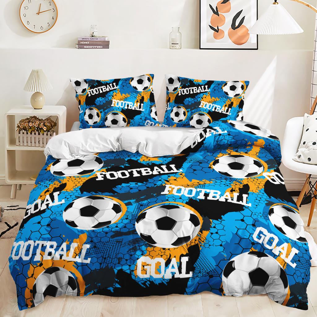 Футбольный 3D-принт с цифровым узором пододеяльник наволочка постельное белье для спальни комплект из трех предметов