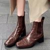 Женские ботильоны челси, дизайнерские туфли на толстом среднем каблуке, зимние классические туфли-оксфорды 2024 года, новые брендовые гладиаторские туфли Chaussures Femme