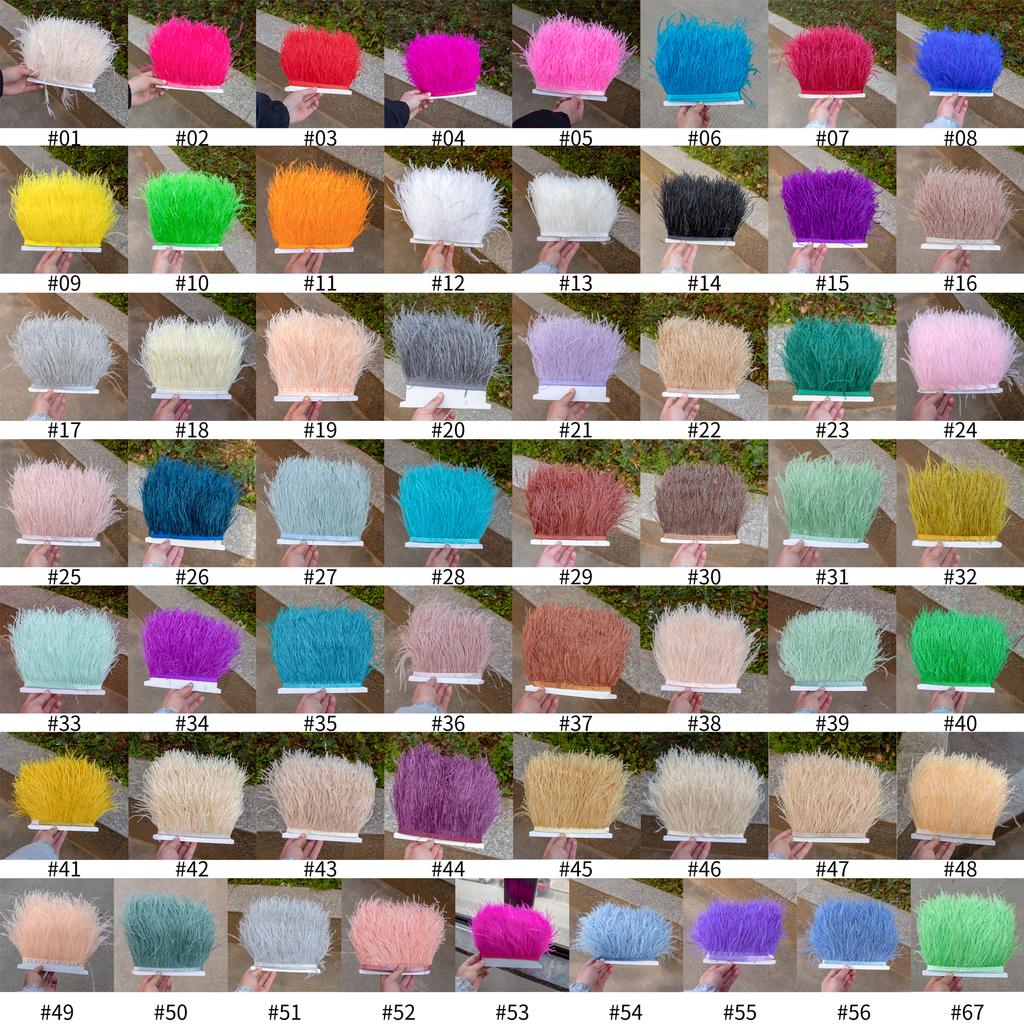 Feather1Meter Natural Ostrich Feathers Trim Fringe 8-10cm Fluffy Real Ostrich Feather Ribbon for Wedding Party Dress Sewing Decoration