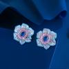 Атмосфера легкой роскоши Трехмерный цветок Слегка инкрустированный цирконием Высококлассные серьги-пусеты Серьги Элегантные серьги с бирюзой