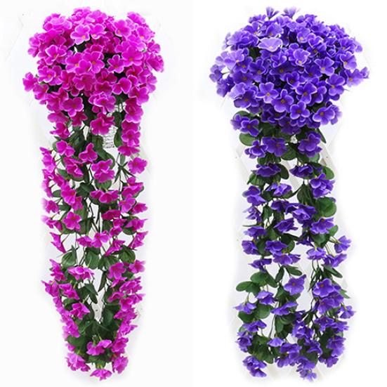 1Bunch Home Decor Artifical Violet Hanging Garland Vine Flower Traling Bracketplant
