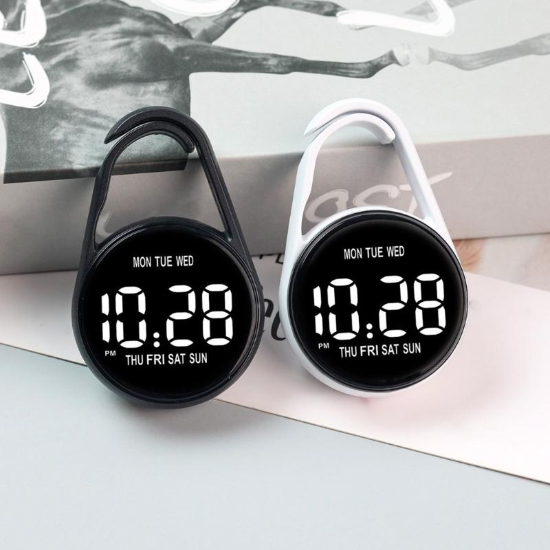 Touch Control Digital Pocket Watch Keychain Clip For Students Accurate Time LED Display Electronic Clock Accessories