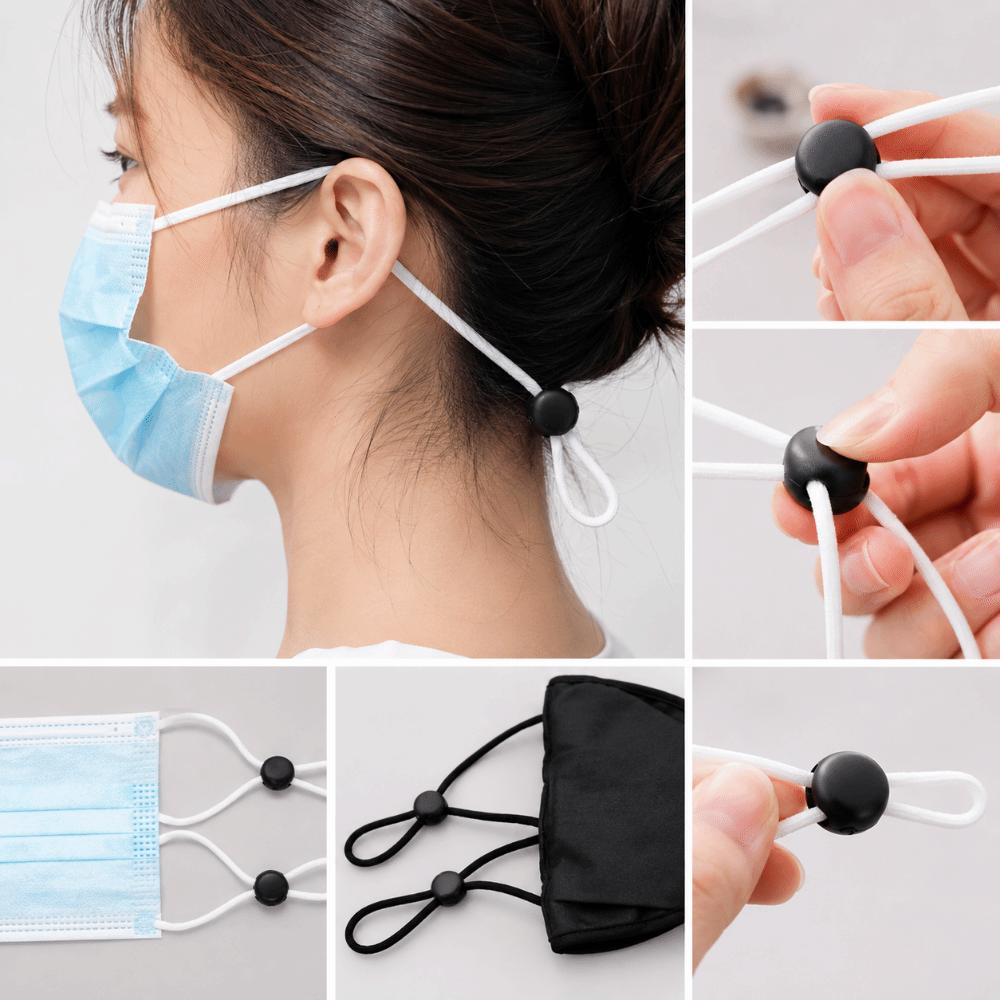 400pcs Black White Color Silicone Toggles Buckle Adjustment Buckle Clip DIY Crafts Supplies
