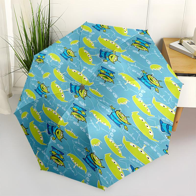 Toy Story aliens Themed Automatic Opening and Closing Umbrella, Brightly Colored 8-rib Portable Umbrella, Suitable for Men and Women, A Perfect Gift f