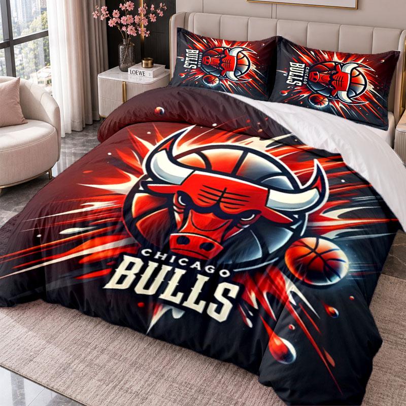 Chicago Bulls 3Pcs Bedding Set Duvet Cover With Two Pillowcases For Bedroom Home Decoration