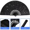 Sparkling Hand Fan Large Party Foldable Bamboo Fan for Festival Performance Elegant Glittering Reusable Decoration Accessory