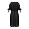 Women Plus Size 3/4 Sleeves V Neck Chiffon Panel Contrast Cocktail Semi Formal Play Dress