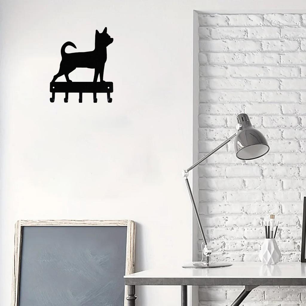 Chihuahua Dog - Key Hooks & Keychain Holder - 6 Inch Wide Metal Wall Art Perfect Gift for Chihuahua Owners and Dog Lovers