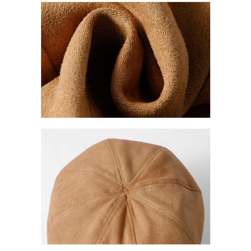 Women's Hat Autumn Winter Artistic Retro Versatile Suede Velvet Hat Fashion Octagonal Hat Japanese Fisherman Hat