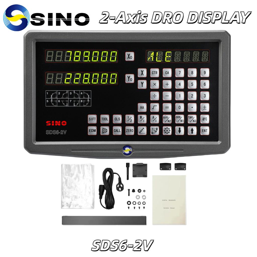 SINO SDS6-2V Dro 2 Axis Digital Readout Display TTL Signal 100V to 240V for Lathe Milling CNC Boring Machines
