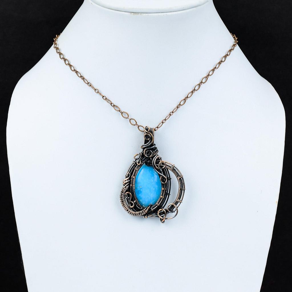 Смитсонитовый кулон, подвеска из медной проволоки, ювелирные изделия из Смитсонитового драгоценного камня, элегантный кулон, кулон ручной работы, медные ювелирные изделия, подарок для женщин