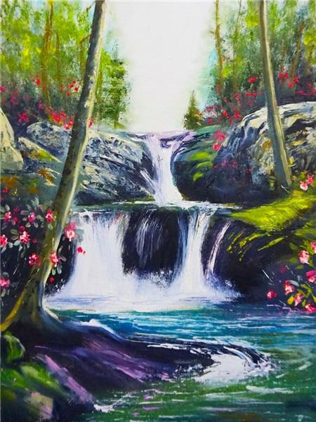 Полный квадратный/круглый алмазная живопись Пейзаж 5D DIY Алмазная вышивка Распродажа Водопад Стразы Мозаика Настенное искусство