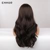 Черно-коричневые термостойкие синтетические волнистые волосыТип париков для женщин Длинный парик с волнистыми волосами тела с челкой Косплэй повседневные волосы