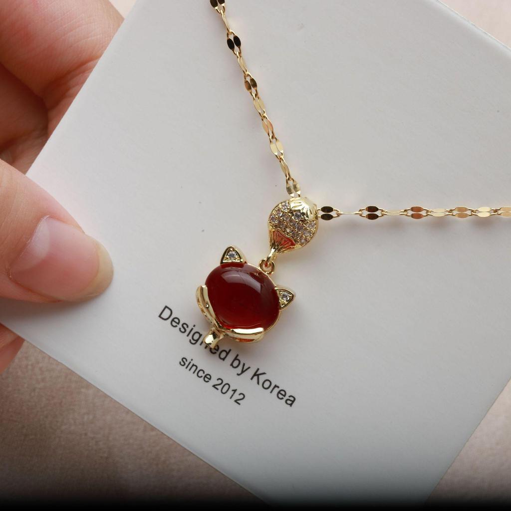 Модное ожерелье из розового золота с лисой в виде ключицы, невыцветающая цепочка с подвеской из титановой стали