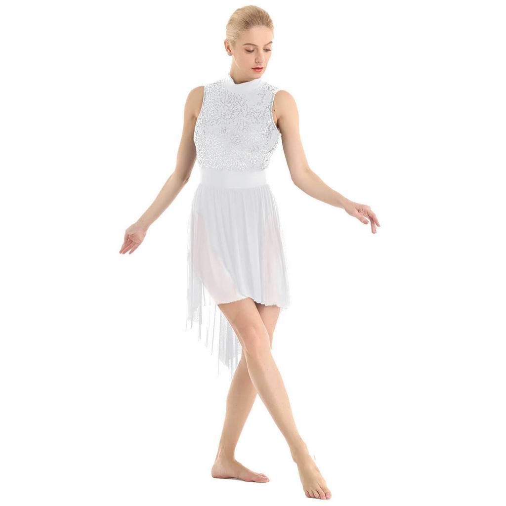 Женское платье-пачка без рукавов с блестящими блестками, гимнастическое трико, женское платье-пачка для балета, фигурного катания, лирические танцевальные костюмы