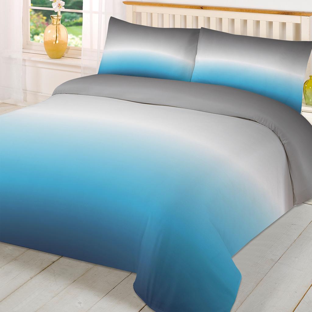Градиентный серо-голубой пододеяльник, комплект постельного белья для кровати, домашний текстиль, пододеяльник, наволочки, комплект постельного белья для спальни, двуспальный комплект постельного белья, без простыни