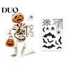 Waterproof Holiday Window Film Halloween Clings, Pumpkins Skeletons Ghosts And Bats Print Decorative Indoor Outdoor Glass Ornaments