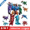 Transformation 6 In 1 City Police Dinosaur Mecha Deformation City Guard Robot Enlighten Block Set Kids Educational Building