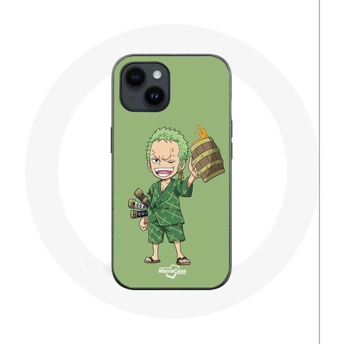 Coque - Maniacase - Iphone 14 - One piece Manga Roronoa Zoro - Souple - Noir