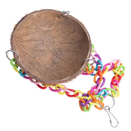 Птичий домик Красочная подставка для цепи Игра в скорлупе кокоса Легкая подвесная игрушка-качели для попугая