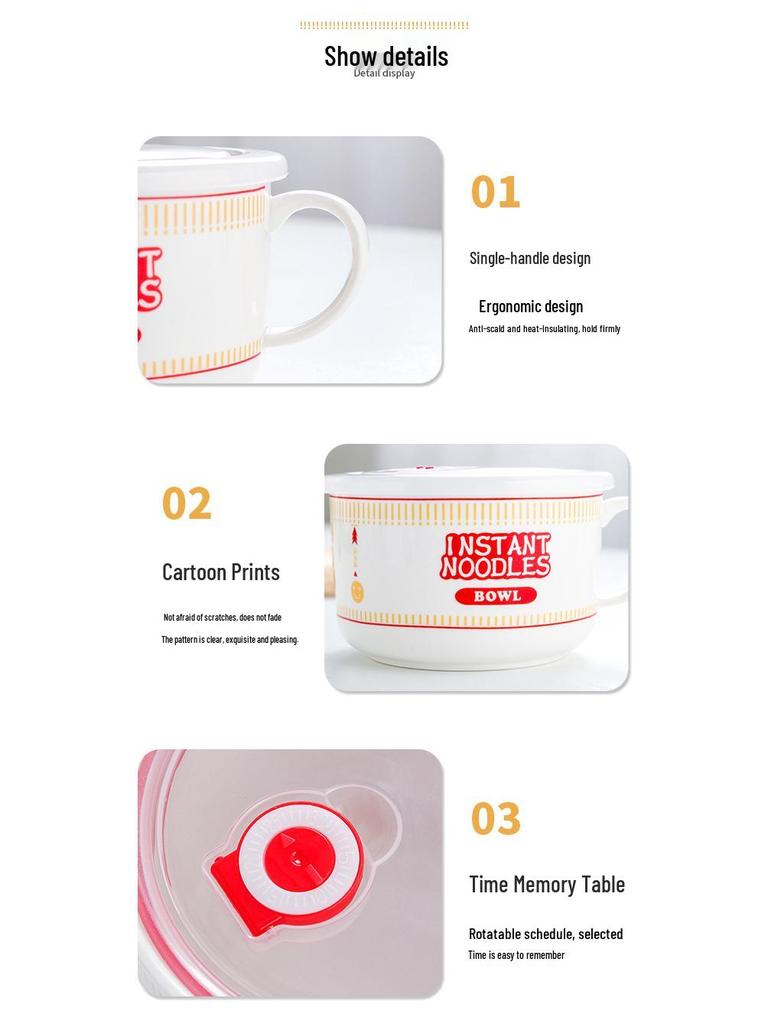 Набор японских керамических мисок для рамена: Включает крышку, миску с ручкой, ложку, палочки для еды и подарочную коробку - Идеально для дома, общежития и обеда.