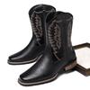 Мужские ковбойские сапоги Модные сапоги до середины икры Ковбойские сапоги Ретро Ручная вышивка Высокие сапоги Мужские Повседневные Кожаные сапоги Рыцарские Ботас