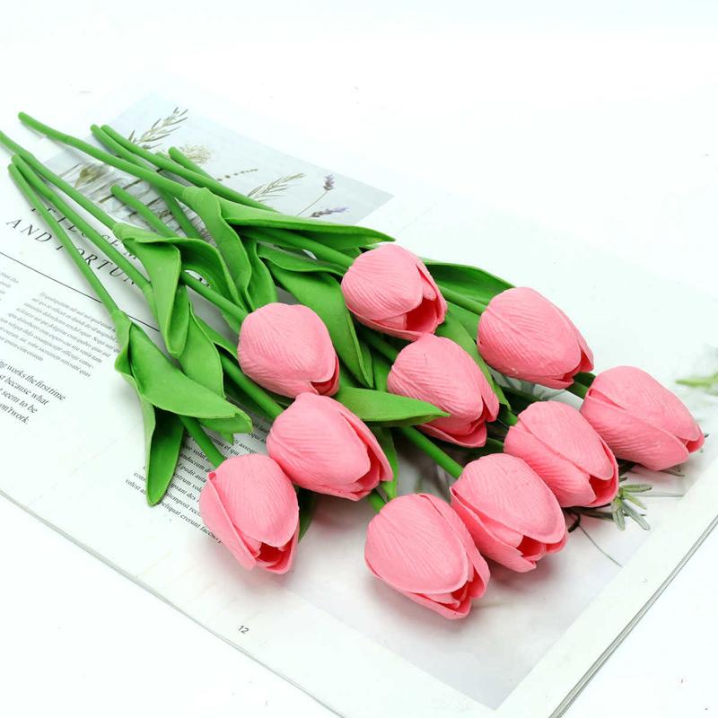 10XИскусственный ложный цветок тюльпана Поддельный букет цветов Домашний свадебный декор