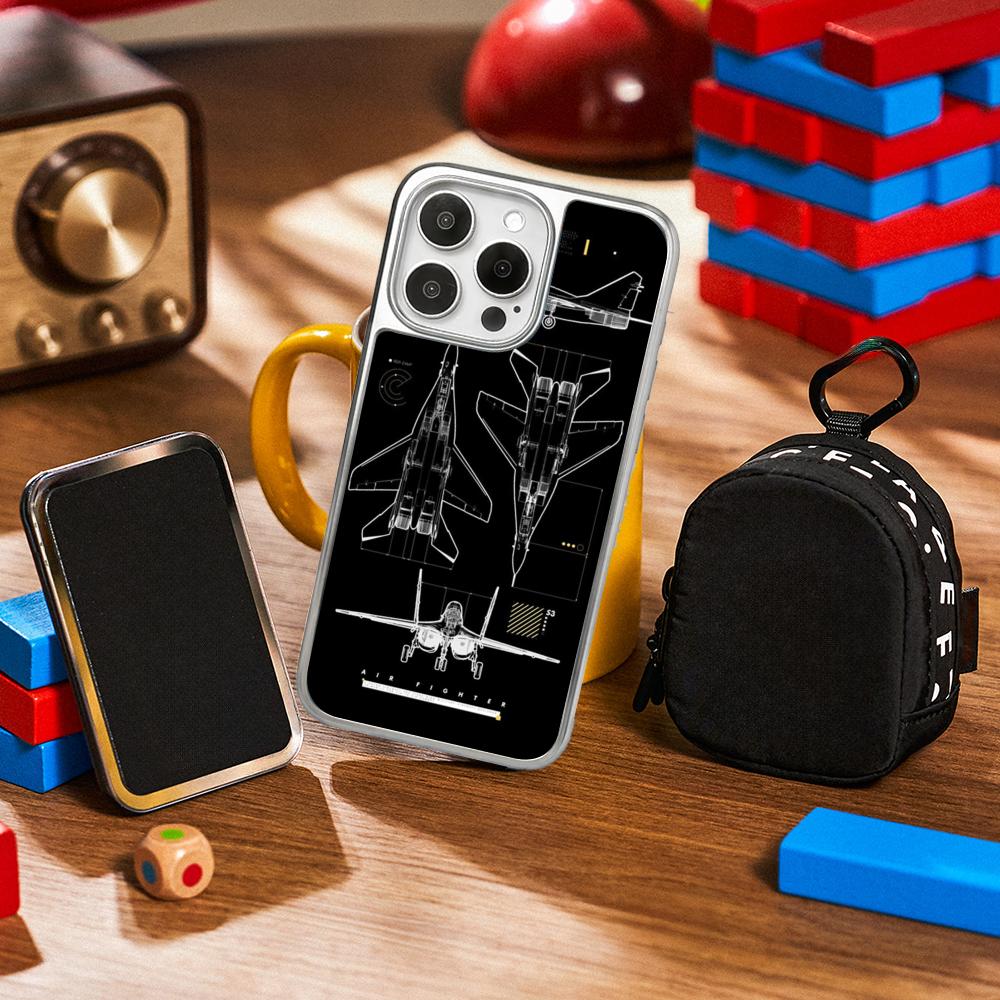 Plane design fly cool poster Phone Case for iPhone 16 15 14 13 12 11 Pro Max Sheepskin Silver-edged protective case