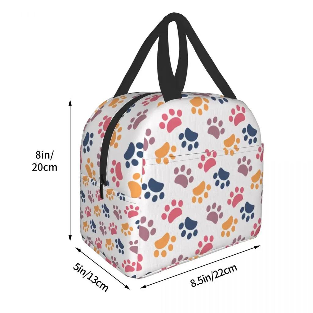Узор лапы питомца, отпечаток животного, изолированный ланч-бокс для школы, офиса, следа собаки, подарок на пикник, термохолодильник, ланч-бокс для женщин