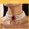 Palace Elegant Multi Layered Simulated Pearl Gemstone Necklace Neck Accessory
