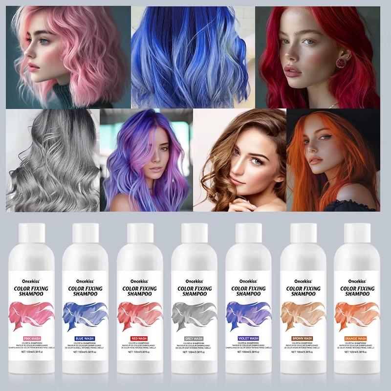 100 мл Фиксирующий цвет Фиолетовый Шампунь Сохраняет цвет Закрашивает Седые Волосы Убирает Желтизну После Осветления Краска Для Волос Долговечная Не раздражающая Уход