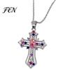 Retro Religious Pendant Necklace Catholic Christian Necklace, Colorful Rhinestone Daily Wear Statement for Women Wear, Jewelry Gift Fashion Dating