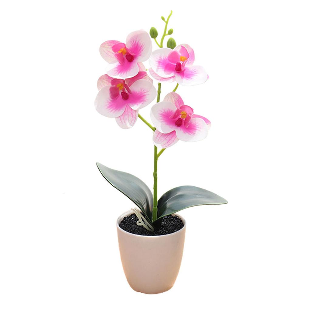 Decorative Orchid Garden Office Restaurant Artificial Orchid Potted Orchids ABS Material Orange-red Rose White