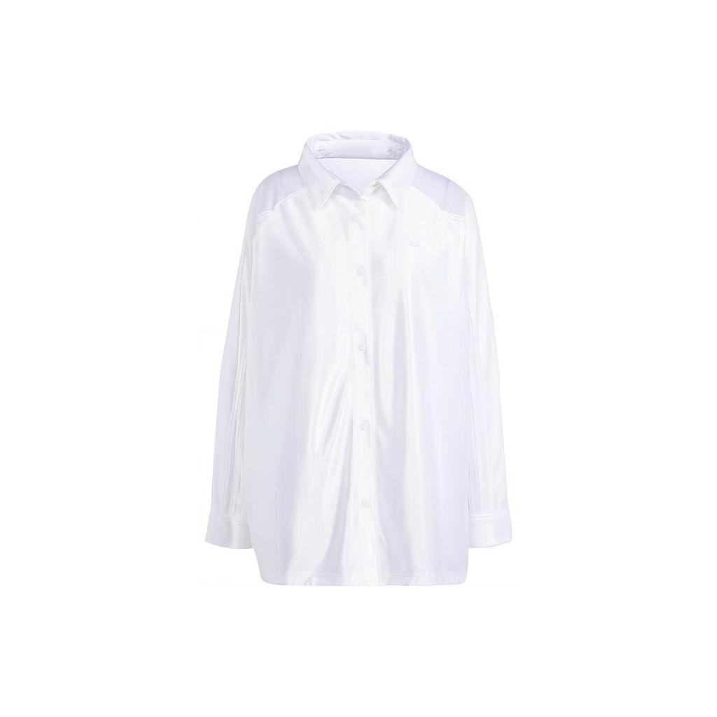 Adidas Originals Oversized Satin Sports Shirt Women Tops White IS4591