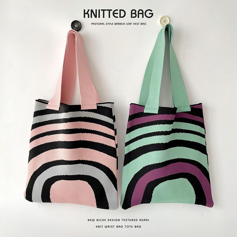 Вязаная сумка через плечо, большая вместительная сумка для покупок, женская сумка-тоут
