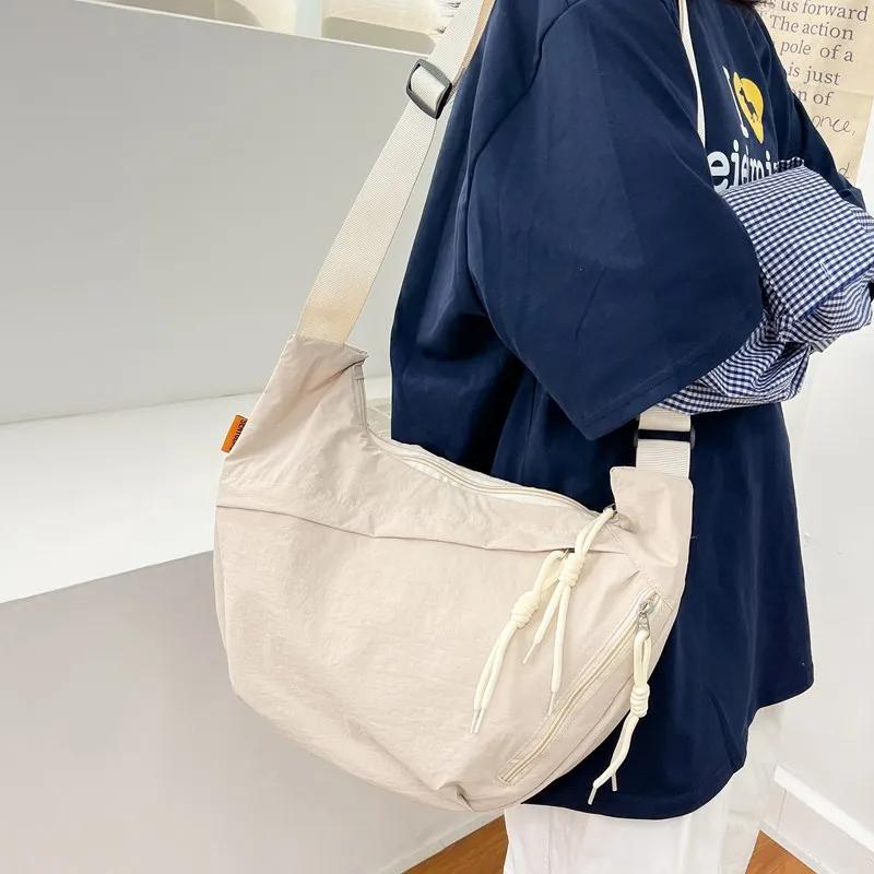 Женская нейлоновая сумка для шитья через плечо, повседневная, однотонная, на молнии, большая емкость, модная, с плечевым ремнем