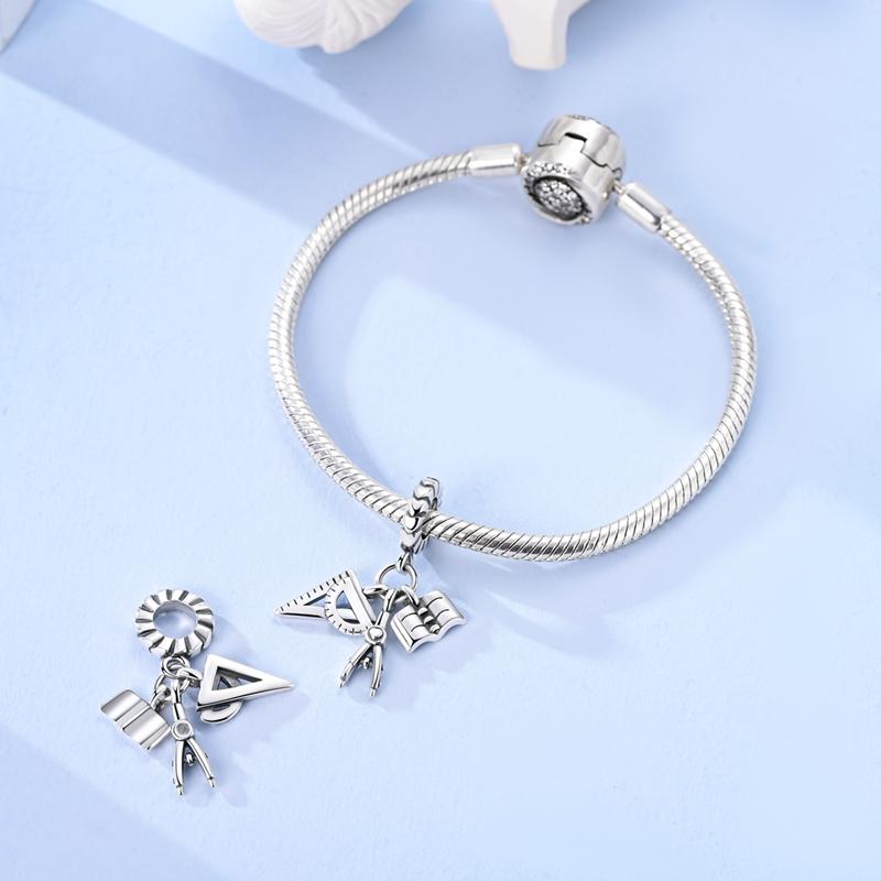 Copper Ruler Book Compass Pendant Charms Jewellery Fit Original Bracelet Necklace For Women Diy Gift