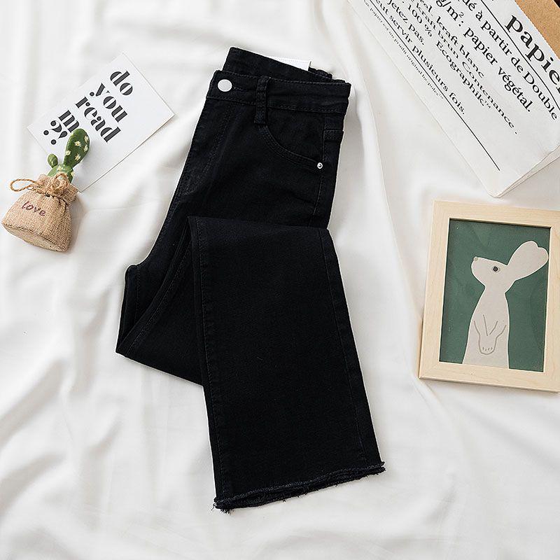 High-Waisted Velvet Cigarette Pants for Women: Slim, Elastic, and Loose-Fitting Jeans with Raw Edge for Autumn and Winter.
