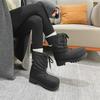 Women's 2024 Winter Fashion Boots: Thick-Soled, Warm, Short-Tube, Cotton Snow Boots with Unique Design and Drawstrings.