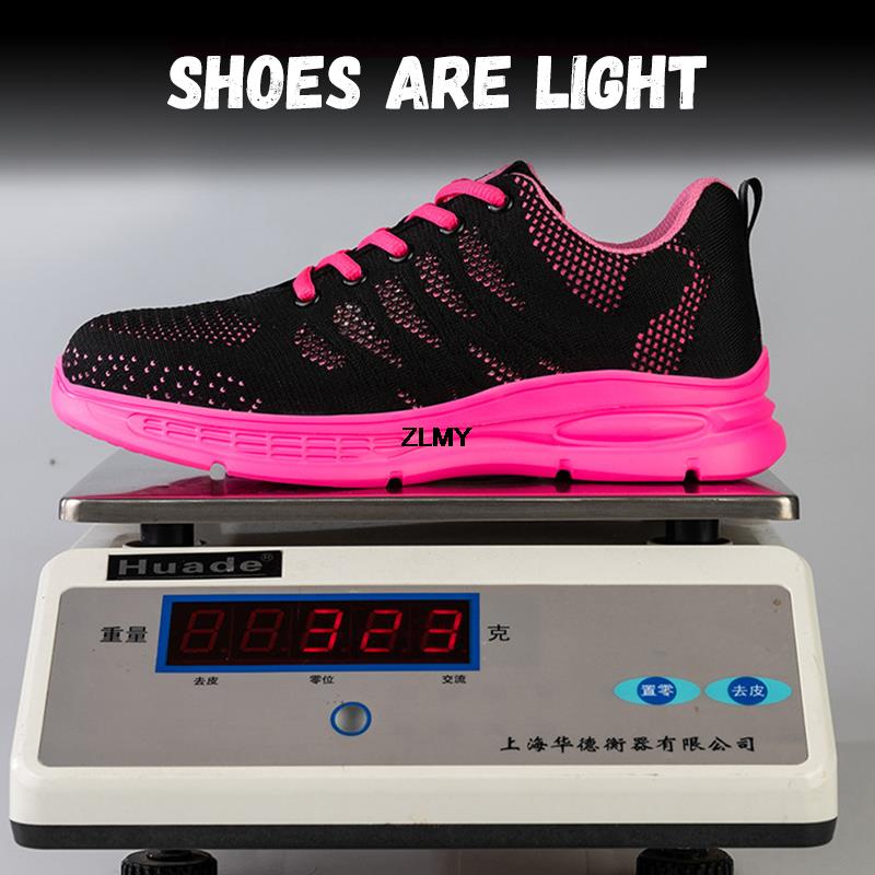 Защитная обувь для женщин Кроссовки со стальным носком Дышащие легкие рабочие ботинки Противоударные и противопрокольные Защитная рабочая обувь для женщин